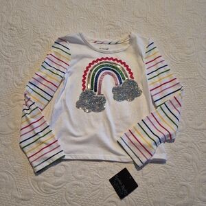Cynthia Rowley girls Medium or 7/8 white long sleeve shirt sequins rainbow NEW